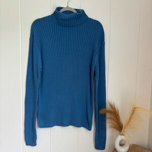 GAP Blue Ribbed Turtleneck Sweater